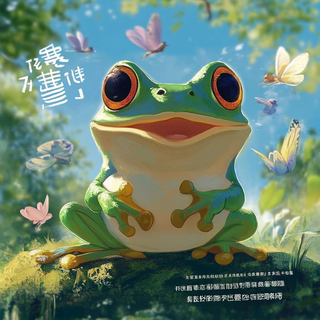 https://img-xpc-mj0.xpccdn.com/prod/upload/2c3e7219-449f-40ca-aa73-63c40b3a647c/%E3%83%81%E3%83%A9%E3%82%B7%E8%A1%A8JPG_1.jpg~tplv-5yakomv5zn-auto-v1%3A1024%3A0%3Aq75.jpg 請給我以上圖片中的卡通青蛙圖片 --ar 1:1 --v 6.1 --stylize 100 --fast --iw 1