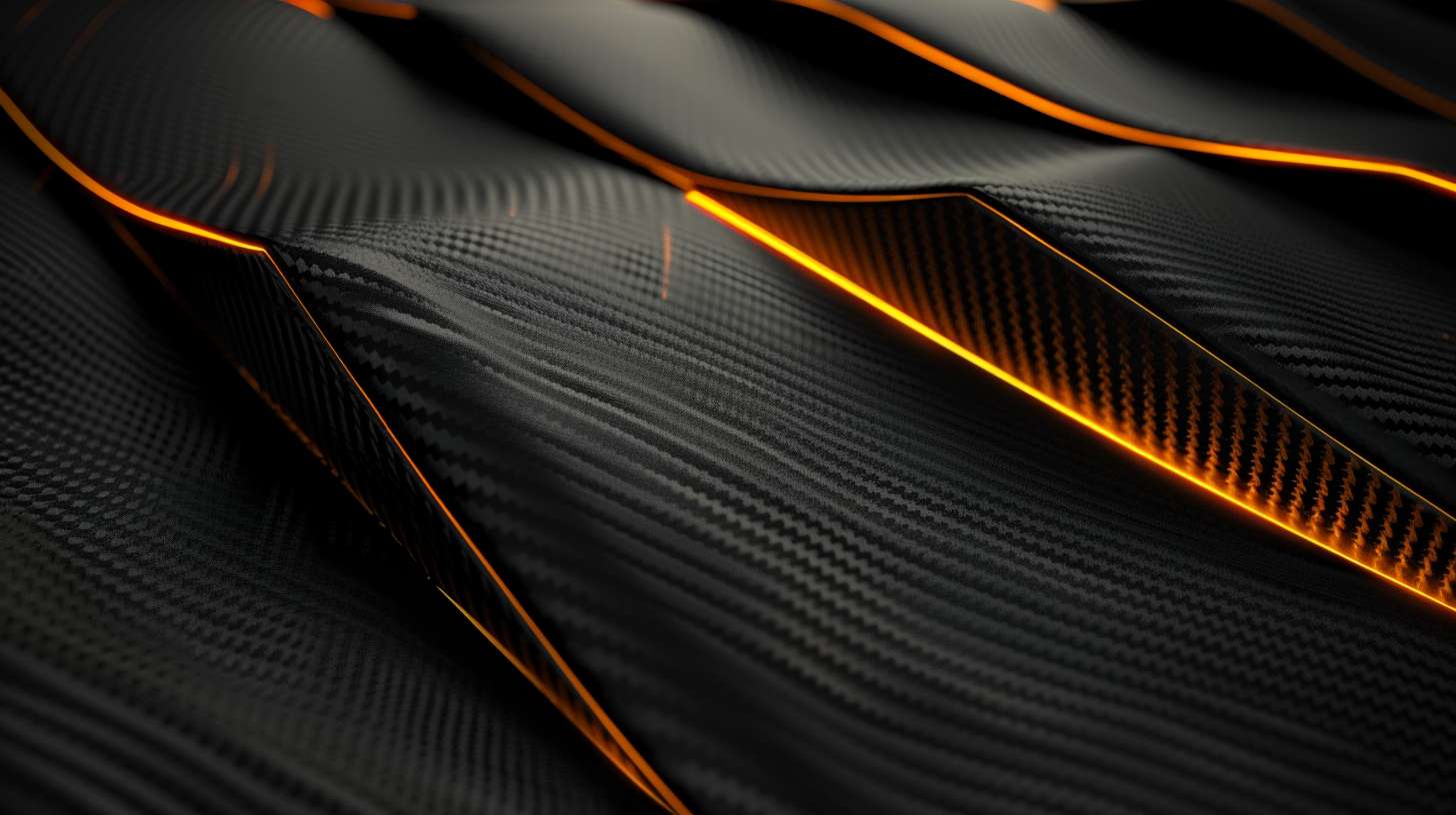 ultra-realistic live streaming background, matte black carbon fiber texture base with dark antique gold (color:#C6A467) geometric shards, abstract muscle fiber patterns, subtle F1 orange racetrack curve in corner, cinematic lighting, speed motion blur effects, minimalist champion trophy outline, dark luxury sports aesthetic, 8k, studio quality, no glitter, no excessive shine --ar 16:9 --v 6.0 --style raw --stylize 100 --fast