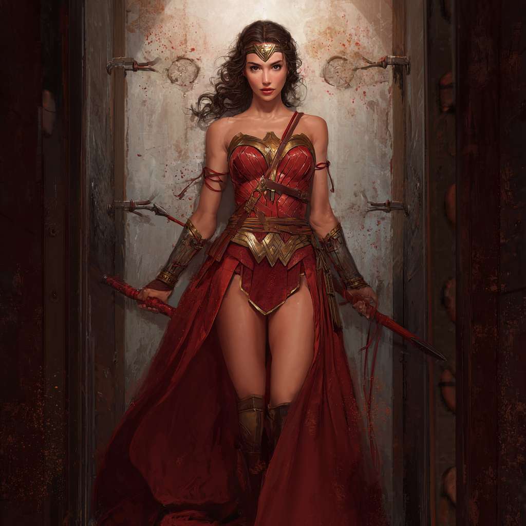 神奇女侠被洗脑控制 --ar 1:1 --v 7 --stylize 100 --fast --no 水印