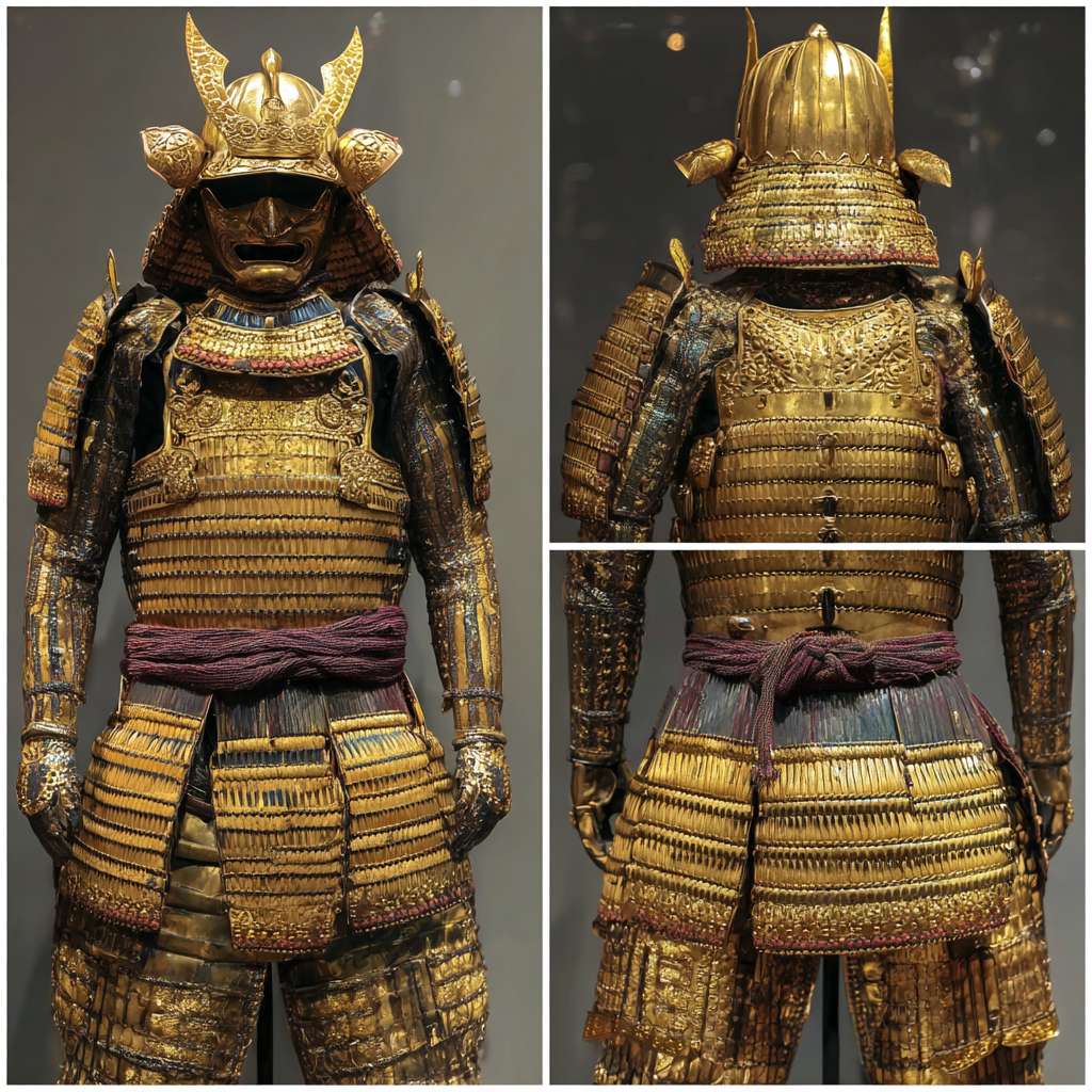 宇智波佐助，武士服，铠甲是金色的 --ar 1:1 --v 7 --stylize 100 --fast --no 水印