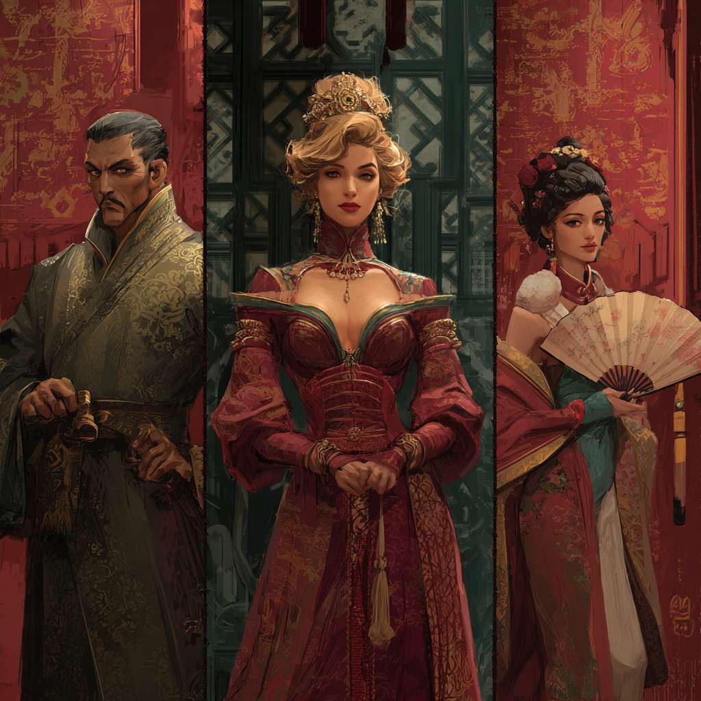 乱世错爱宫廷风 --ar 1:1 --v 7 --stylize 100 --fast --no 水印