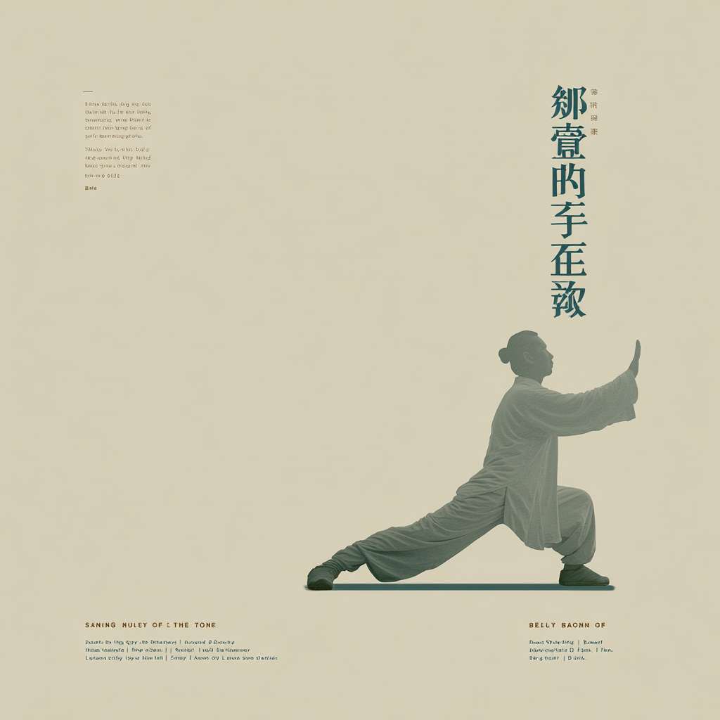 "Horizontal image, pure beige background, left side: white silhouette of a person doing Ba Duan Jin posture 'Holding the Sky', right side: vertical Chinese text '正念国学 · 养心之道' in dark cyan, small subtext below, minimalist Chinese style, 1200x600 pixels" --ar 1:1 --v 7 --stylize 100 --fast --no 水印