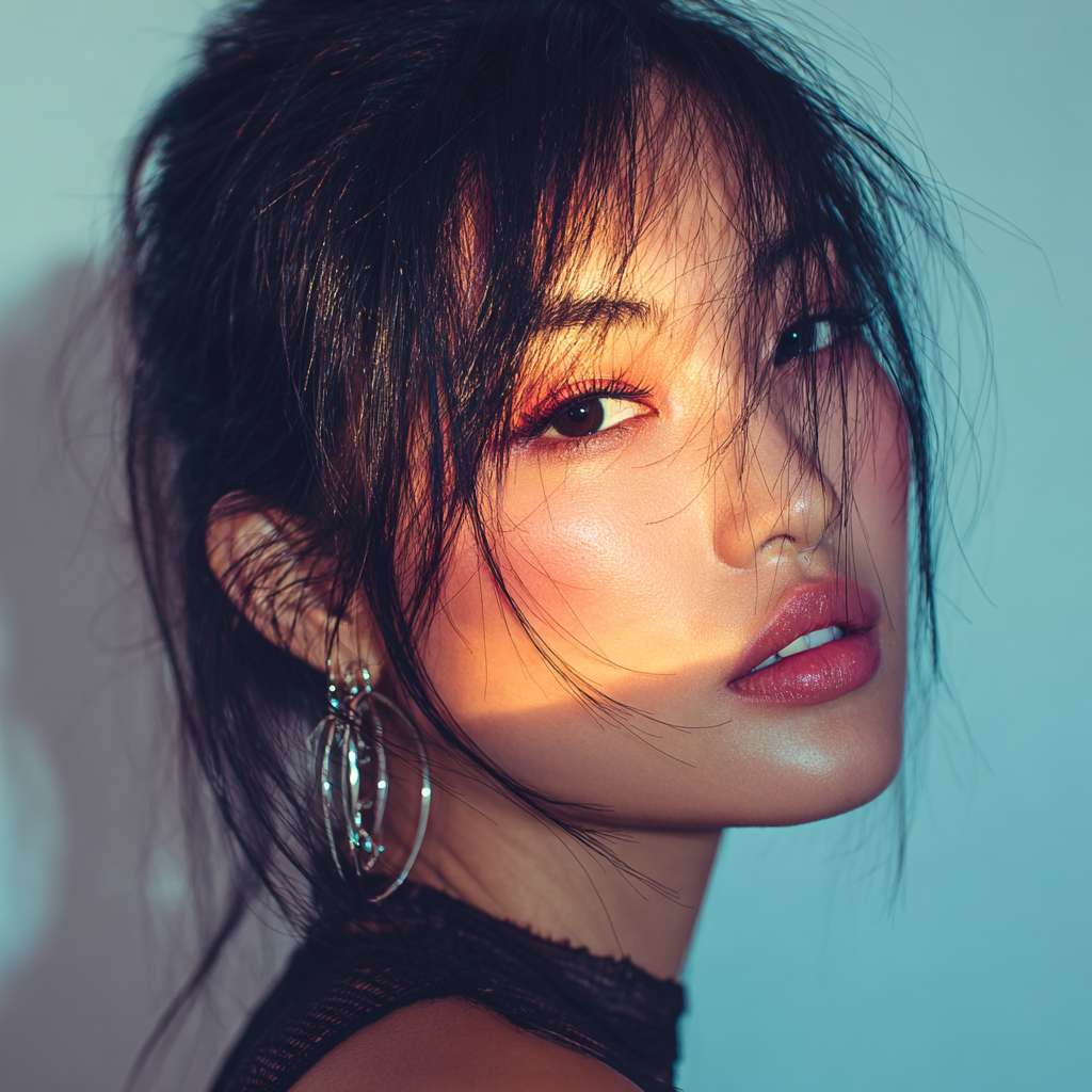 Asian beauty, fine skin, sexy, high resolution, professional photograph --ar 1:1 --v 7 --stylize 100 --fast