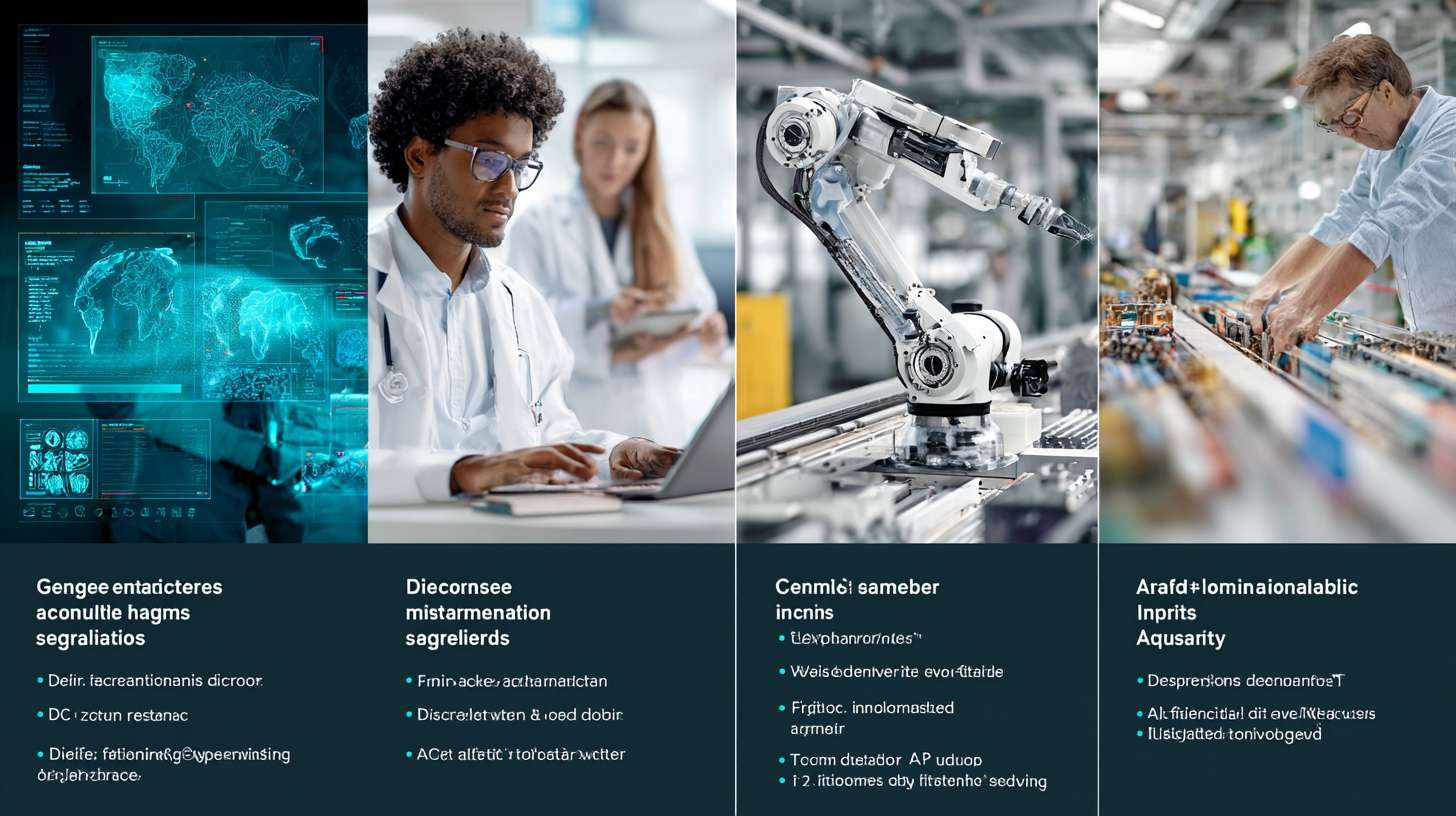 "Generate a montage of 4 scenarios:
Doctor reviewing AI-generated medical images with highlighted anomalies.
Teacher interacting with a digital avatar in a classroom.
Robot arm inspecting parts on a factory line, flagging defects.
Developer coding with AI autocomplete suggestions popping up.
Style: Hyper-realistic with a cyan-blue color wash." --ar 16:9 --v 7 --stylize 100 --fast