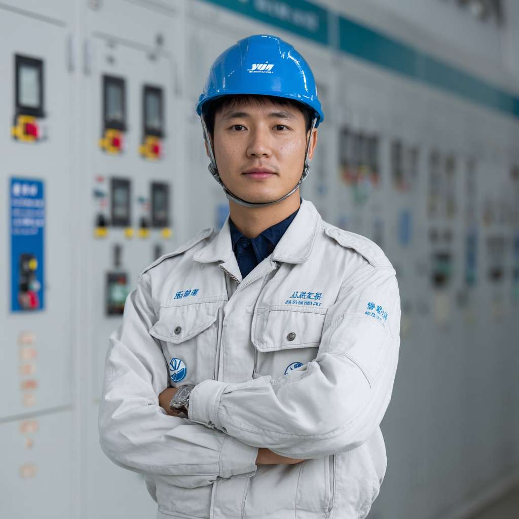 把“我的变电运行职业发展之路”删掉，替换成变电运行工程师，字体样式和“守护电网中枢，点亮万家灯火”一致，再加入“水电站与电力网技术专业”，字体样式与整体协调。 --ar 1:1 --v 7 --stylize 100 --fast --no 水印