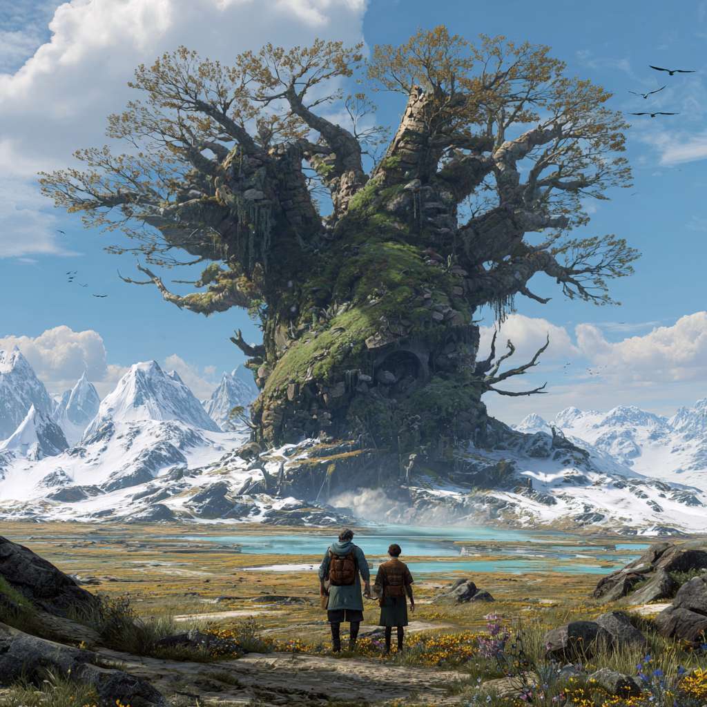 亚恒在艾欧尼亚土地上站着 --ar 1:1 --v 7 --stylize 100 --fast --no 水印