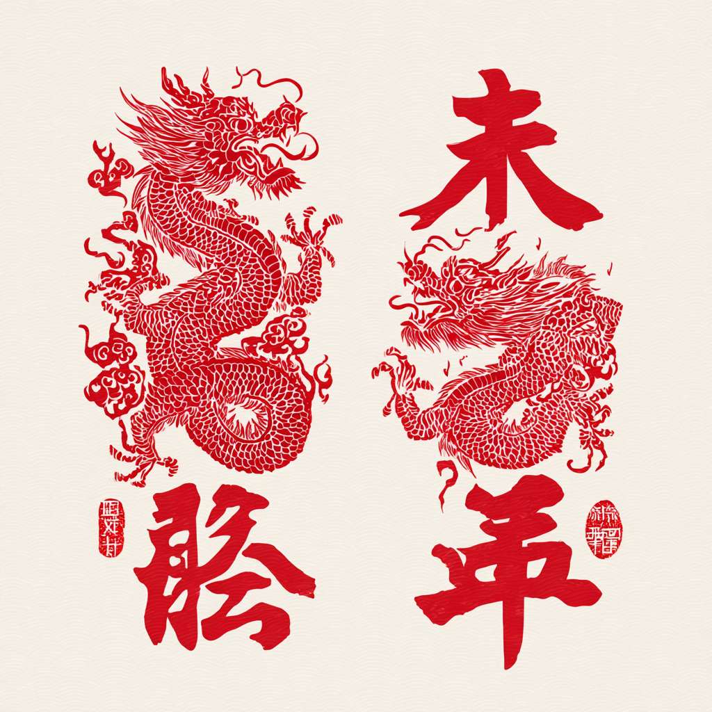 分别生成福祿壽囍財發旺滿春，艺术字，高清，纯白底，纯红色字体。字体饱满、流畅。可添加其他纯色元素。 --ar 1:1 --v 7 --stylize 100 --fast --no 水印