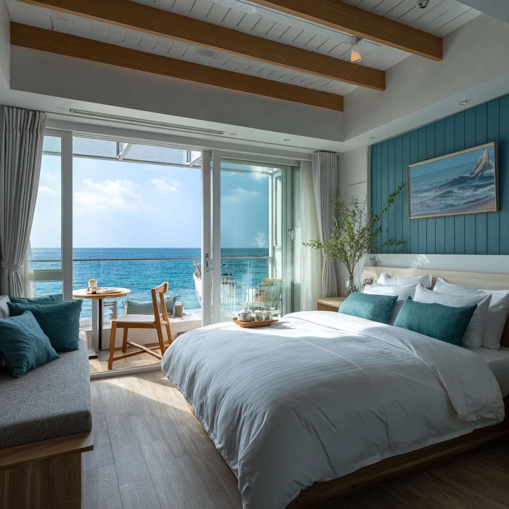 海边客房 --ar 1:1 --v 7 --stylize 100 --fast --no 水印