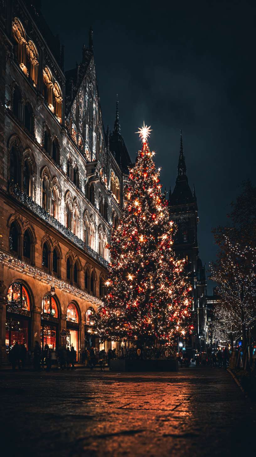 圣诞树的照耀下慢慢散发着温馨的光，他怎么说 --ar 9:16 --v 7 --stylize 100 --fast --no 水印