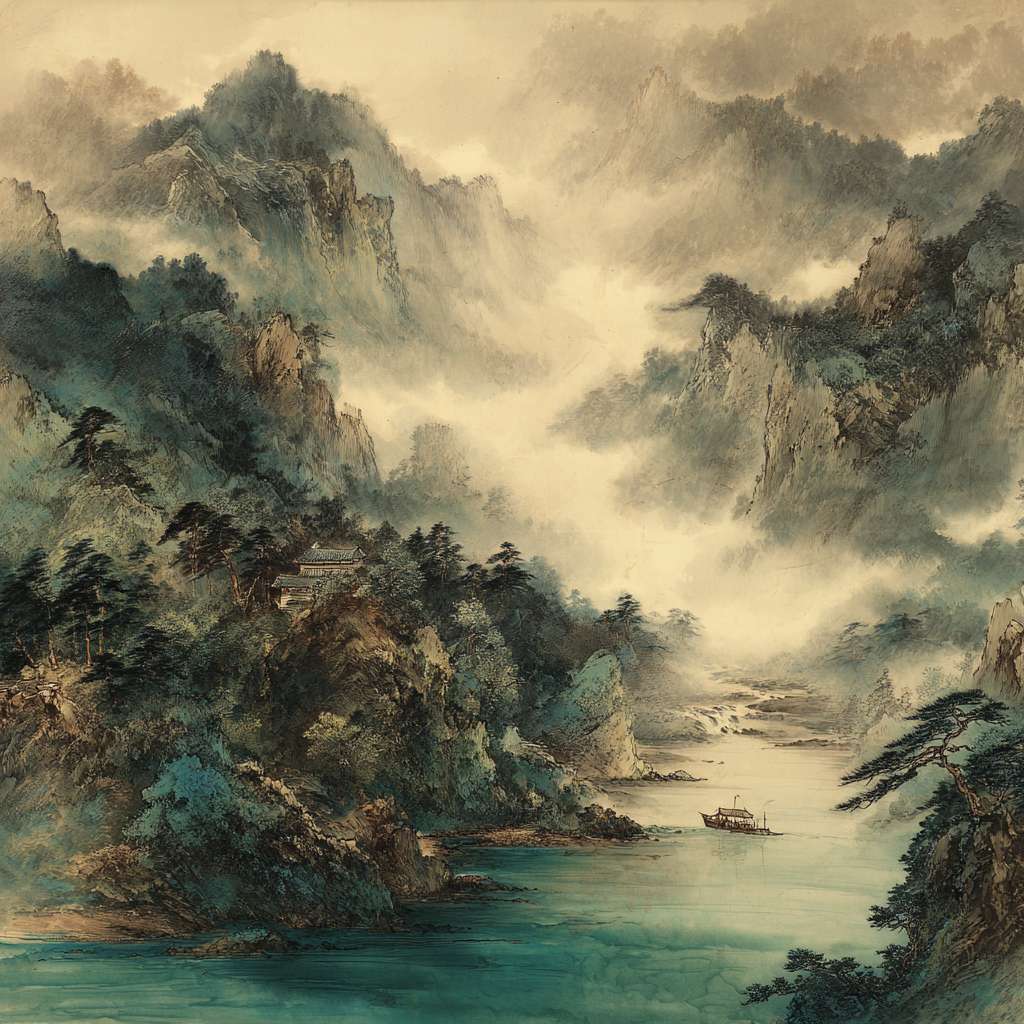 浪浪山的小妖怪 水墨云雾 --ar 1:1 --v 7 --stylize 100 --fast --no 水印