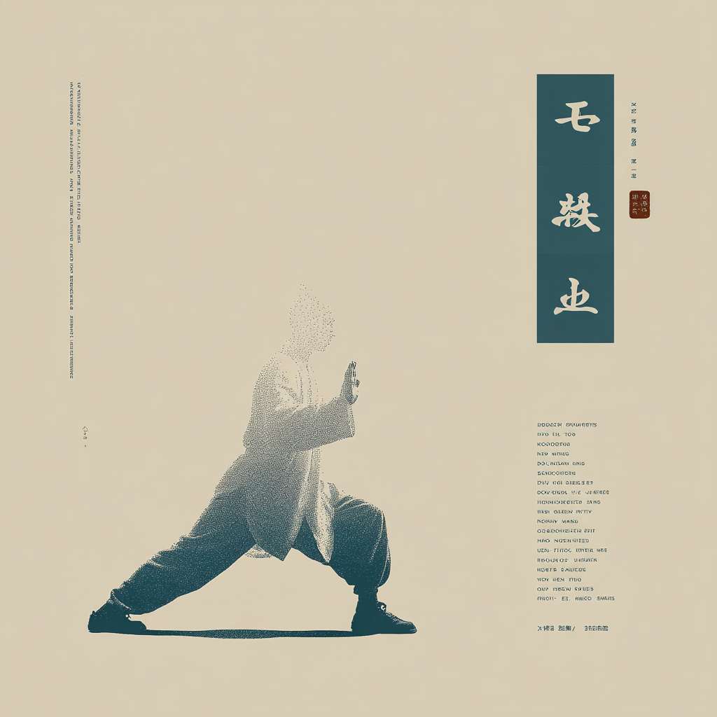 "Horizontal image, pure beige background, left side: white silhouette of a person doing Ba Duan Jin posture 'Holding the Sky', right side: vertical Chinese text '正念国学 · 养心之道' in dark cyan, small subtext below, minimalist Chinese style, 1200x600 pixels" --ar 1:1 --v 7 --stylize 100 --fast --no 水印