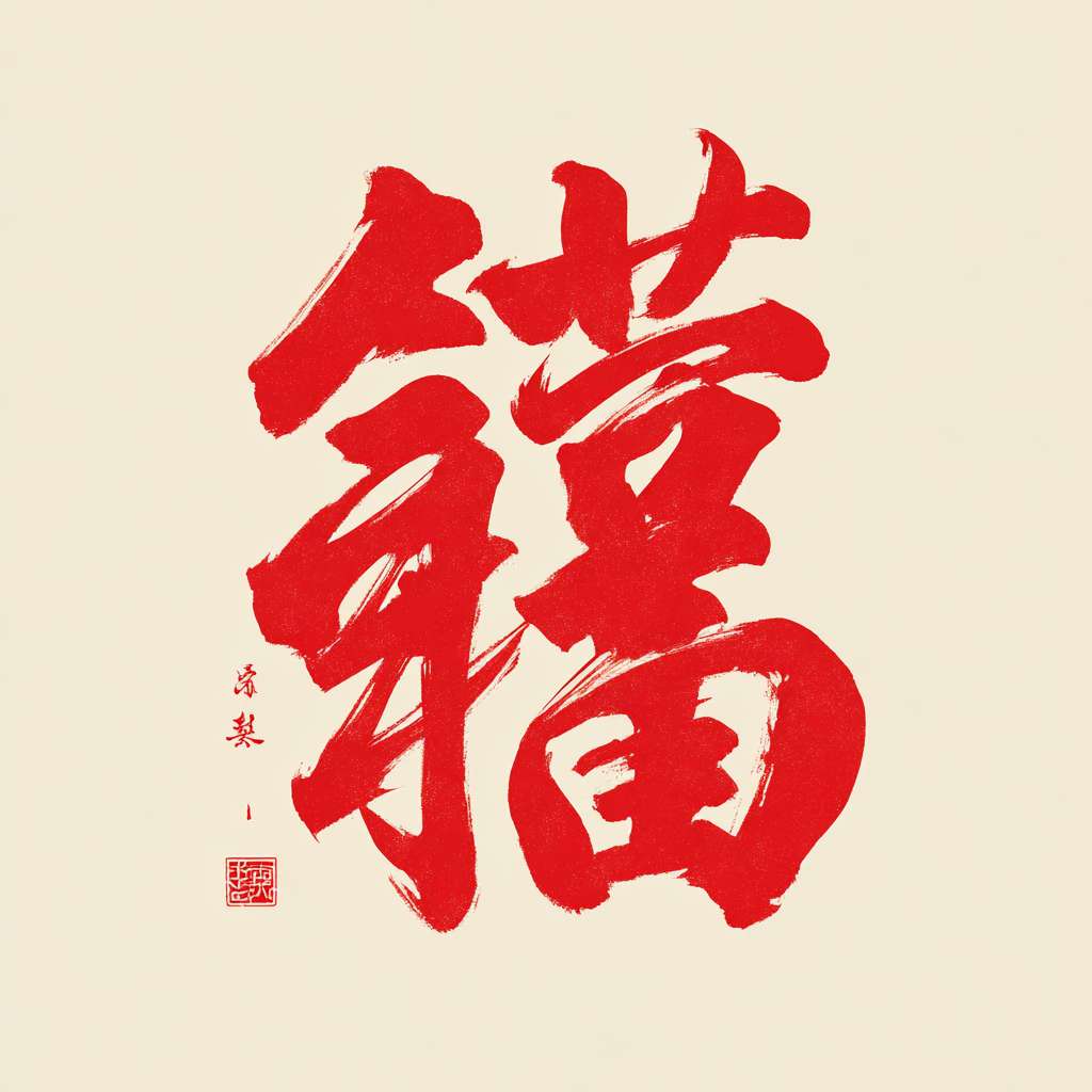 分别生成福祿壽囍財發旺滿春，艺术字，高清，纯白底，纯红色字体。字体饱满、流畅。可添加其他纯色元素。 --ar 1:1 --v 7 --stylize 100 --fast --no 水印