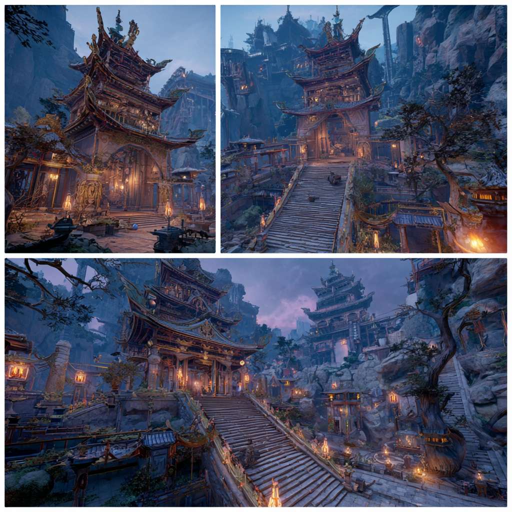 剑网3中纯阳门派的场景 --ar 1:1 --v 7 --stylize 100 --fast --no 水印