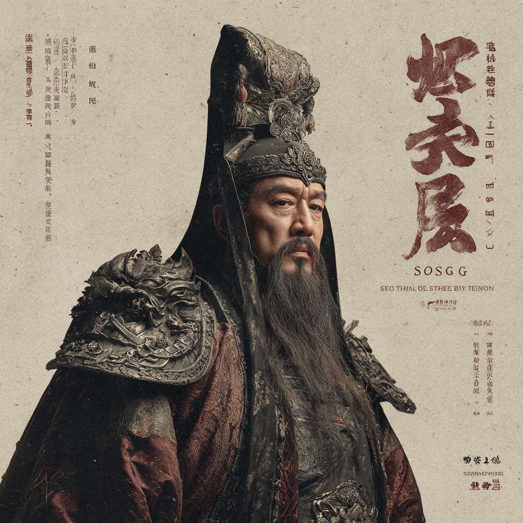 历史事件：公元978年，吴越王钱俶主动献土归宋，避免战争，实现和平统一，被视为“忠君爱国”的典范。

情感表达：可强调钱俶的“牺牲小国成全大一统”的复杂心情，或宋太宗的“天下一家”姿态。 --ar 1:1 --v 7 --stylize 100 --fast --no 水印