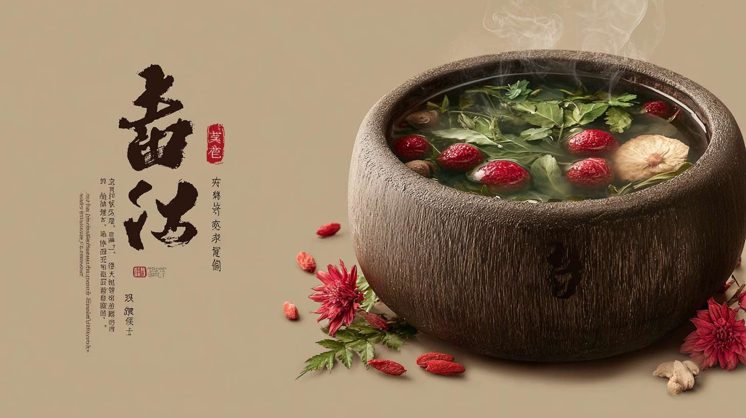 地铁广告，背景是高木桶和药材，风格高级吸引人住眼球，具有美感，传统养生、专业舒适感的地铁广告。 一个巨大的、质感十足的高木桶占据视觉中心，桶内热水清澈，漂浮着几味清晰可见的中药材（如枸杞、艾草），热气袅袅升起。旁边文案是“友颐 泡脚就要高木桶”， --ar 16:9 --v 7 --stylize 100 --fast --no 水印