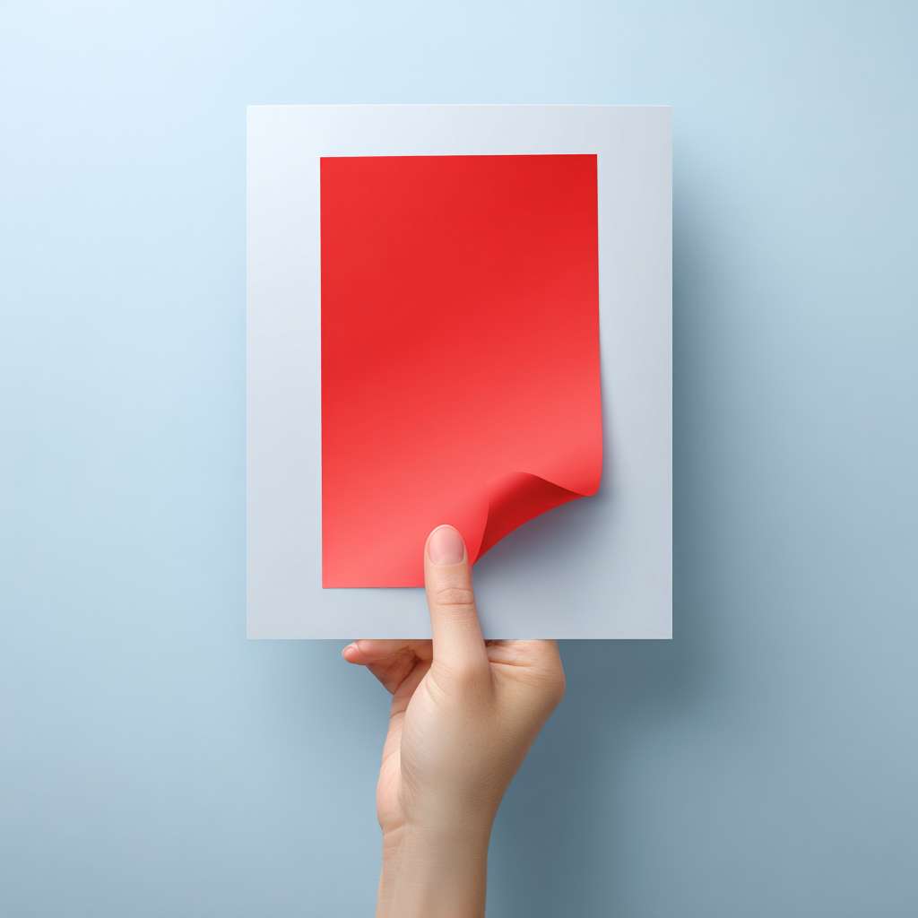 Hyper-realistic A4 vertical poster, 300 dpi, soft daylight, plain gradient background from light azure #D9E7F6 at top to pure white #FFFFFF at bottom, no texture, centered upper half a detailed real photo of an open palm holding a single bright red lottery ticket slightly bent, ticket edge catching gentle highlight, shallow depth of field, background smoothly out of focus, no text, no logos, no coins or money symbols, clean negative space below for later additions, overall tone hopeful and calm” --ar 1:1 --v 7 --stylize 100 --fast