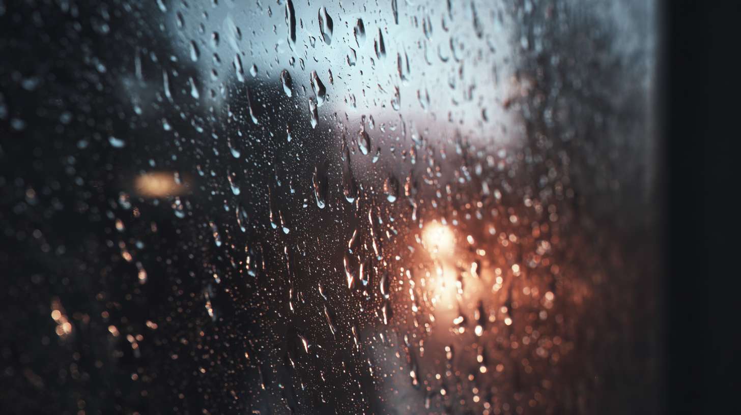 一颗雨滴的特写，雨滴上面反着光，光是屏幕的画面 --ar 16:9 --v 7 --stylize 100 --fast --no 水印
