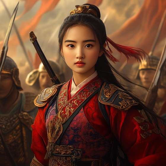 手机用户5787的文生图作品《花木兰励志为父从军,写实》 - 新片场AI创作