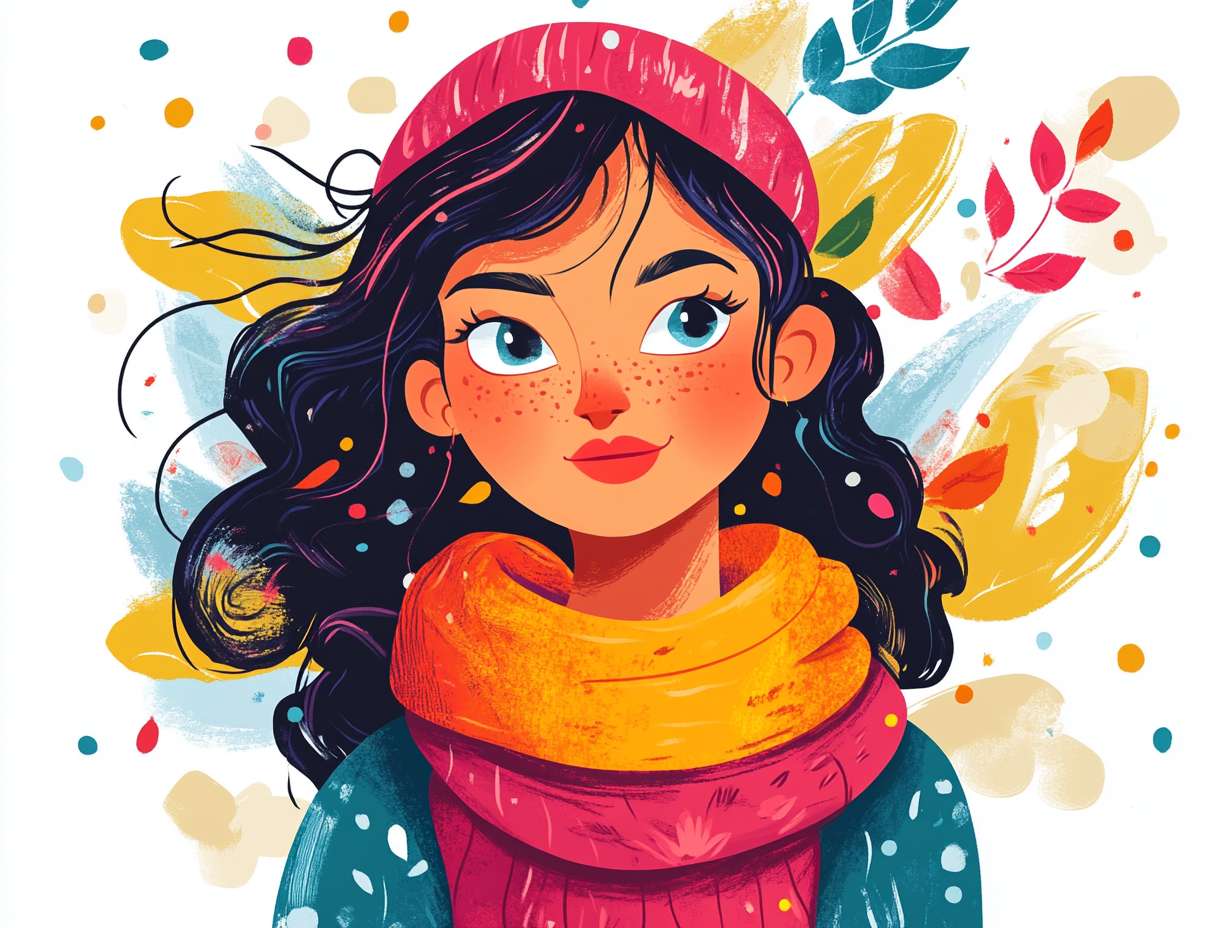 活力满满的少女，卡通插画 --ar 4:3 --v 6.1 --stylize 100 --fast