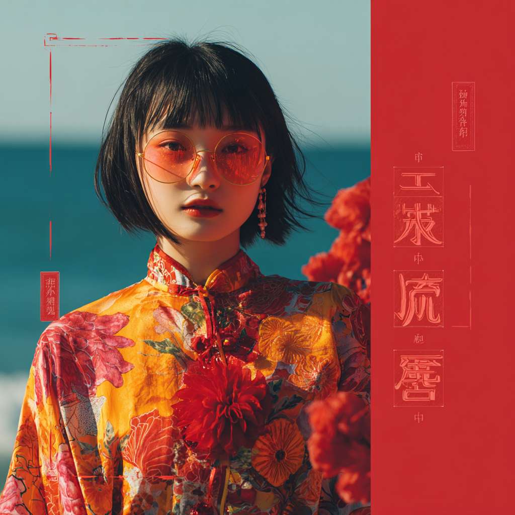 在海的中央，它有一个镜子，它关联的就是我们以前的那个微笑打字，就是你点进去，你触摸一下镜子，可以直接摄像头拍照，就是它相当于是链接跟我们的那个开发后台的那个小程序进行一个链接了联动了。插画风格   参考宫崎骏插画风格 --ar 1:1 --v 7 --stylize 100 --fast --no 水印