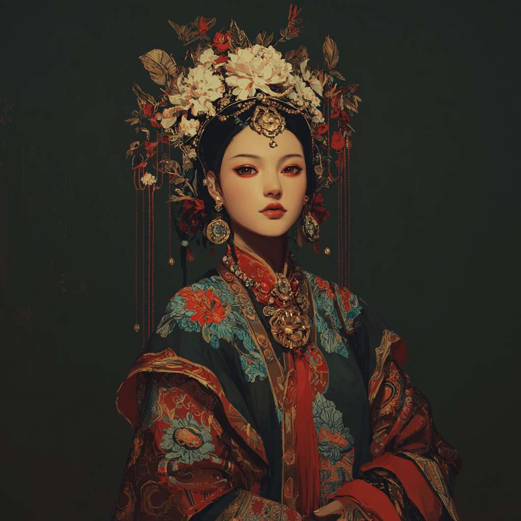 宫女皇宫异能 --ar 1:1 --v 7 --stylize 100 --fast --no 水印