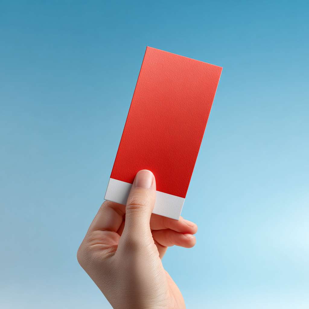Hyper-realistic A4 vertical poster, 300 dpi, soft daylight, plain gradient background from light azure #D9E7F6 at top to pure white #FFFFFF at bottom, no texture, centered upper half a detailed real photo of an open palm holding a single bright red lottery ticket slightly bent, ticket edge catching gentle highlight, shallow depth of field, background smoothly out of focus, no text, no logos, no coins or money symbols, clean negative space below for later additions, overall tone hopeful and calm” --ar 1:1 --v 7 --stylize 100 --fast