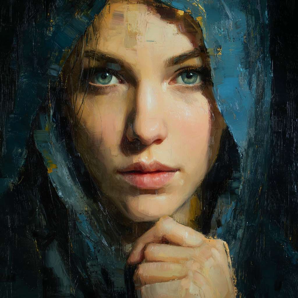 美女艺术作品 --ar 1:1 --v 7 --stylize 100 --fast --no 水印