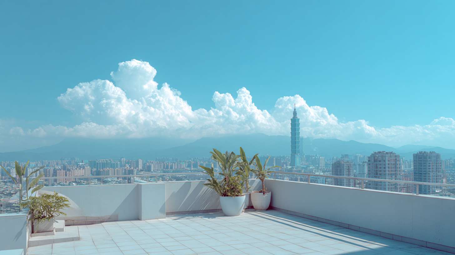 住宅楼顶远望蓝天白云去掉绿植 --ar 16:9 --v 7 --stylize 100 --fast --no 水印,水印