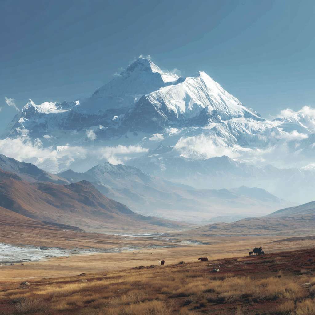 西藏雪山草原美丽磅礴壁纸背景图 --ar 1:1 --v 7 --stylize 100 --fast --no 水印