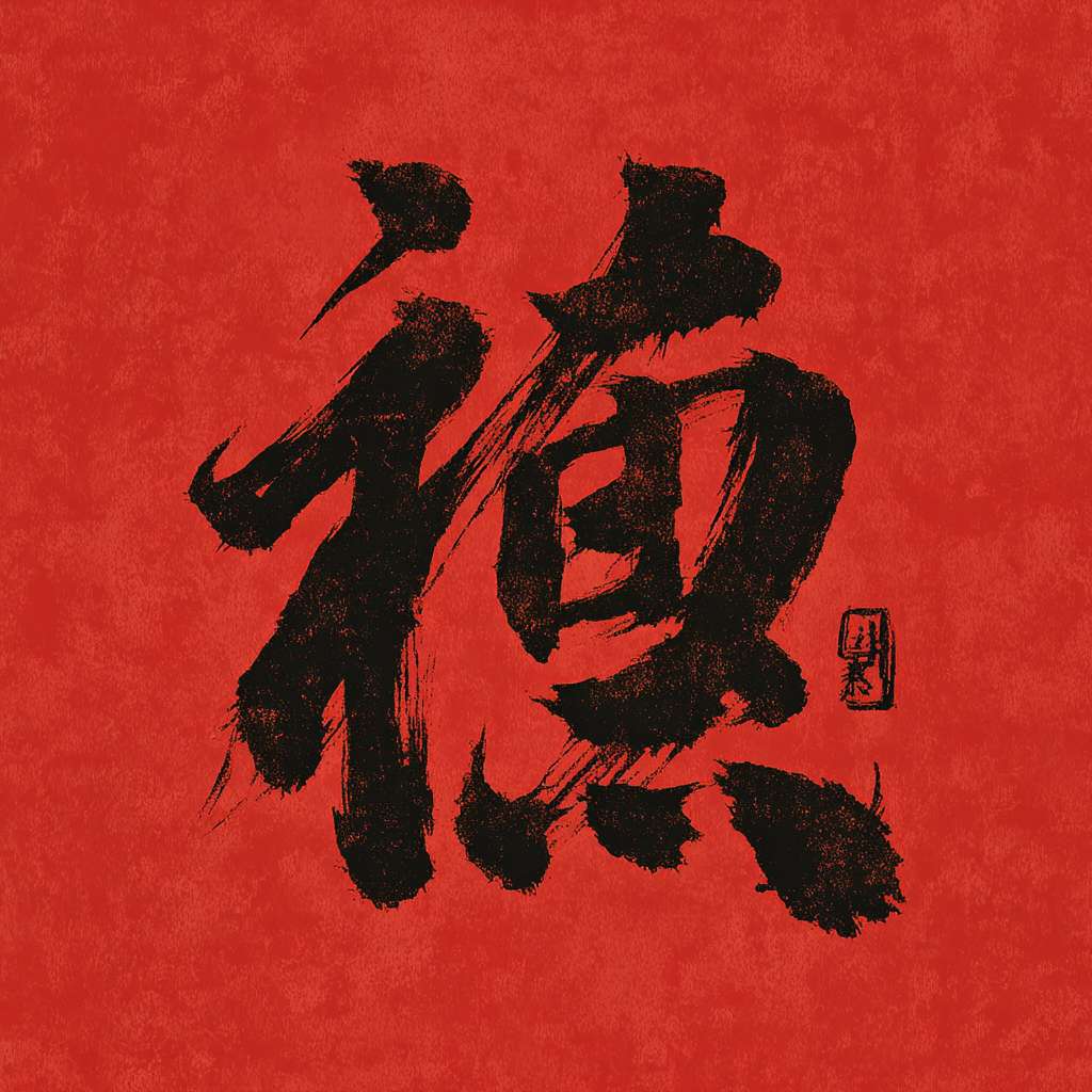 矢量风格，写意字体，文化古韵氛围，流线型随形字体，创意字体，字体设计，字体标志，极简化设计，大红色“福”，根据文字的含义写意设计，文字边缘用细线分割，扁平化，极简纯色背景，文字占比画面三分之一，无杂质，画面干净。 --ar 1:1 --v 7 --stylize 100 --fast --no 水印