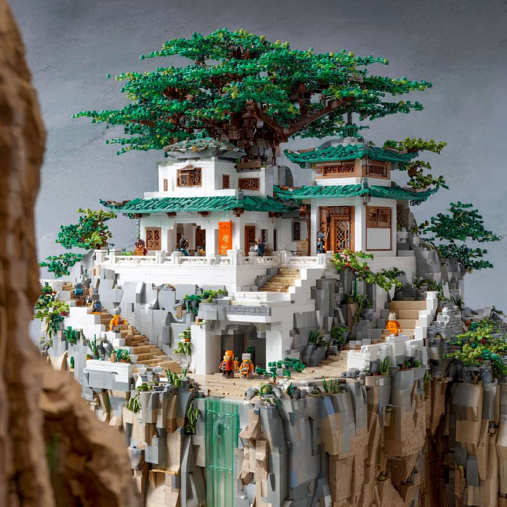 目前我想在UE引擎中搭建一个华山派的场景白盒，需要你帮我生成一个华山派全部场景的参考， --ar 1:1 --v 7 --stylize 100 --fast --no 水印