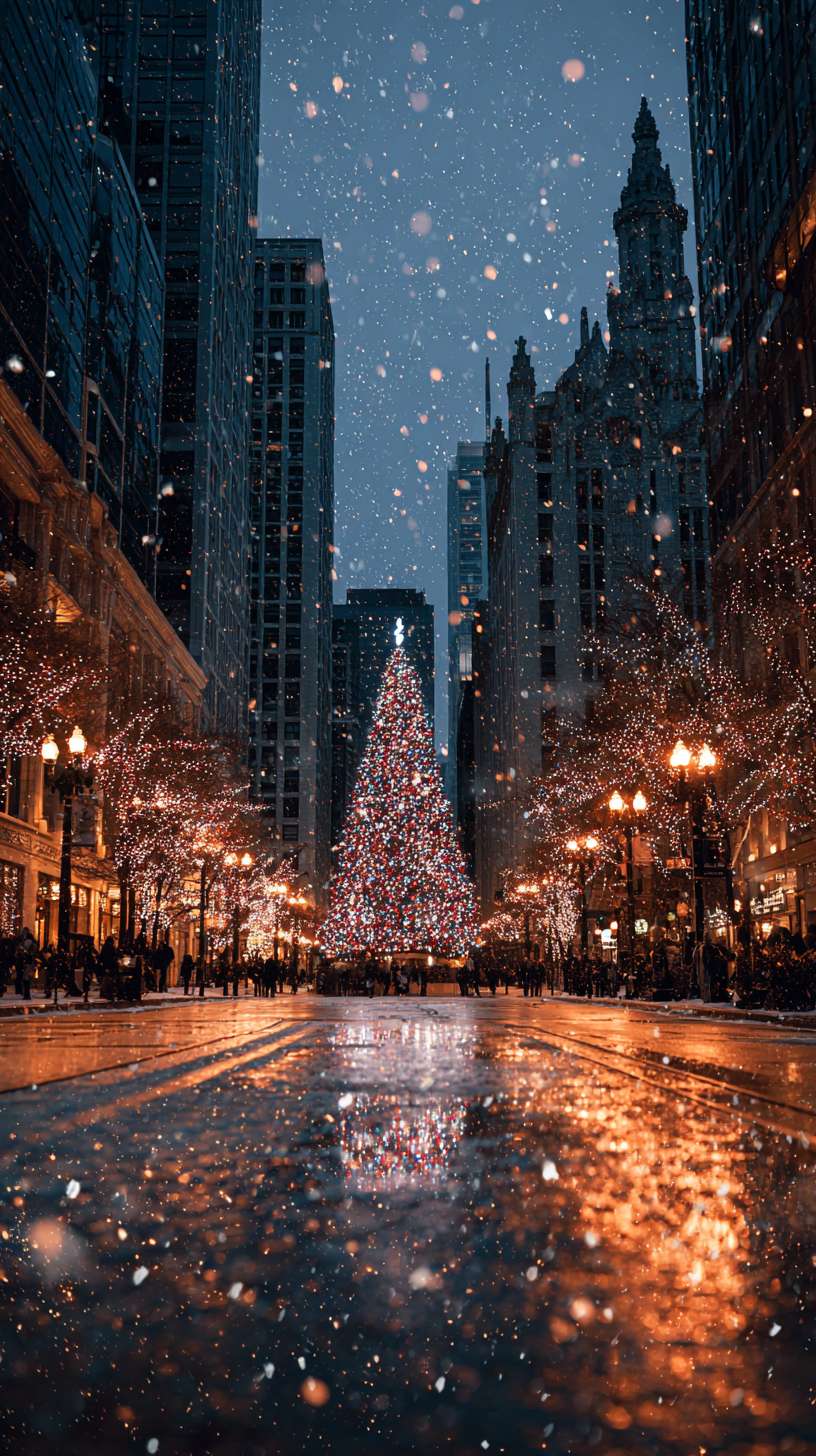 圣诞树的照耀下慢慢散发着温馨的光，他怎么说 --ar 9:16 --v 7 --stylize 100 --fast --no 水印