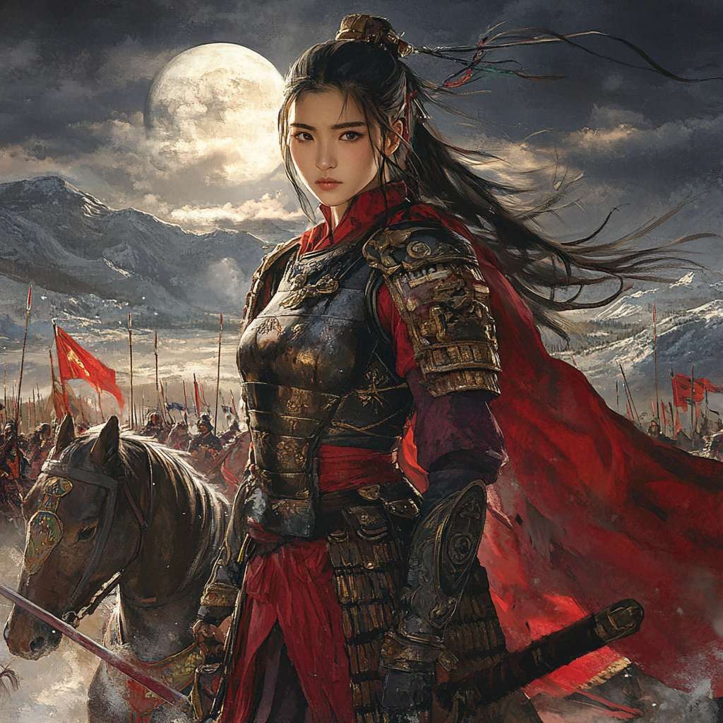 手机用户5787的文生图作品《木兰行军万里奔赴战场作战》 - 新片场AI创作