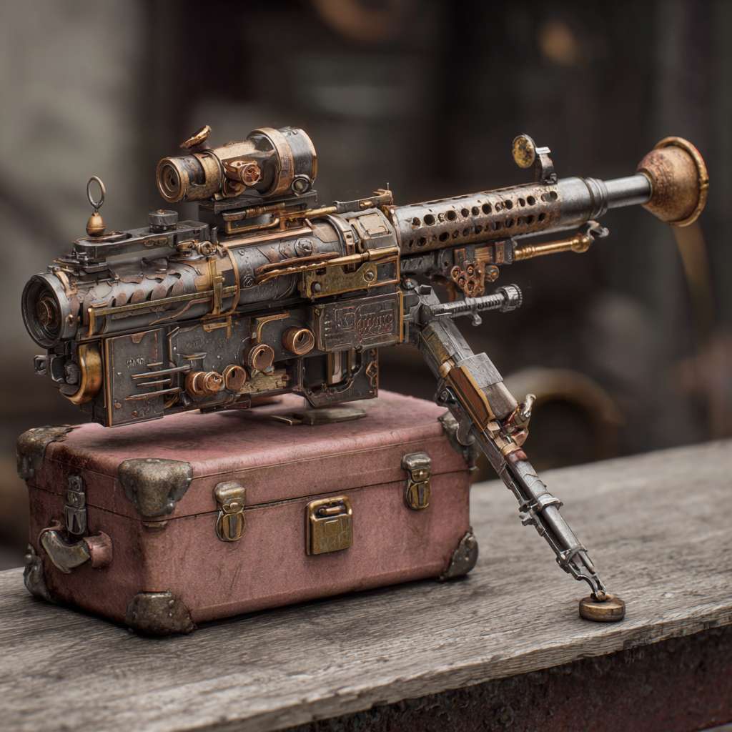 马克沁重机枪，卡通效果 --ar 1:1 --v 7 --stylize 100 --fast --no 水印