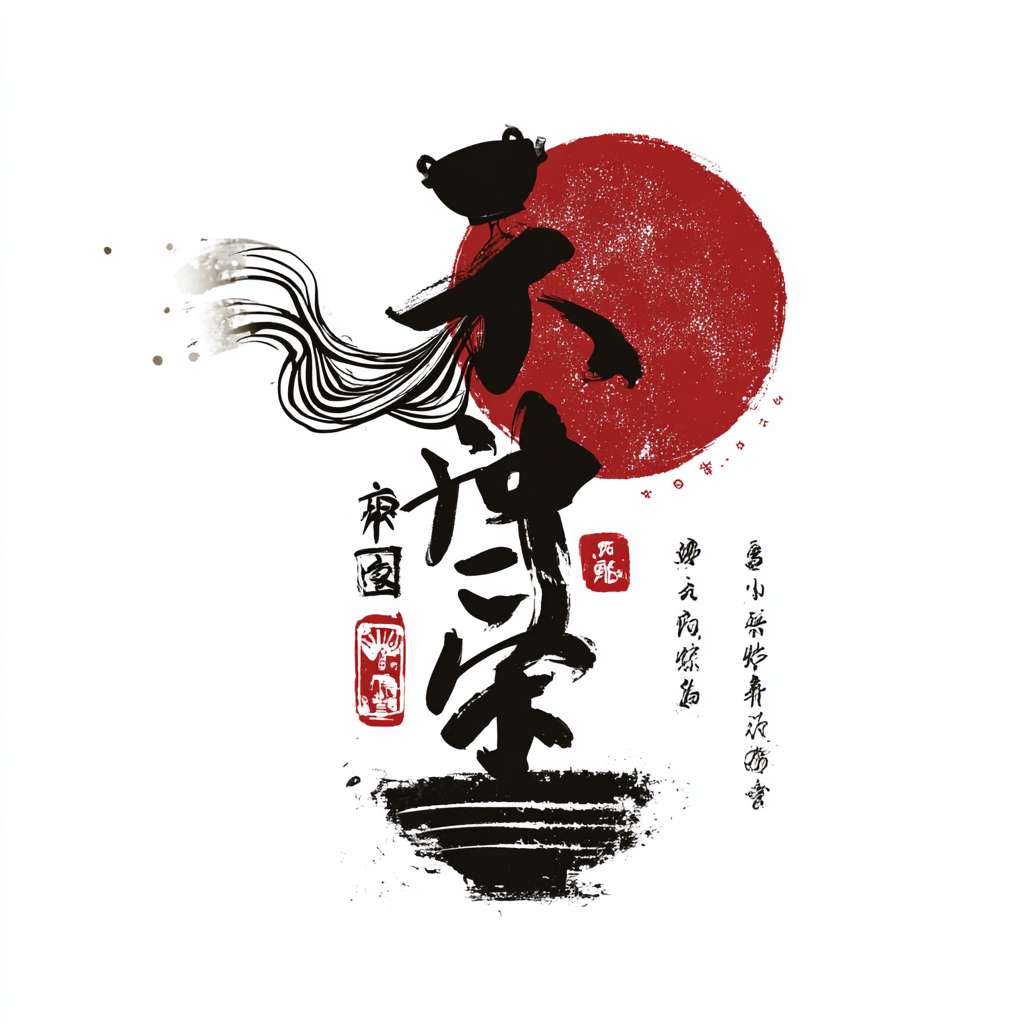 一个中国传统风格餐饮LOGO，核心图形是印章，印章内有艺术变形的“匠”字，字形结合了一只托举的手和飘逸的面条线条，印章边有古朴残破效果，背景干净，极简主义，高清，矢量 --ar 1:1 --v 7 --stylize 100 --fast --no text--style raw,水印