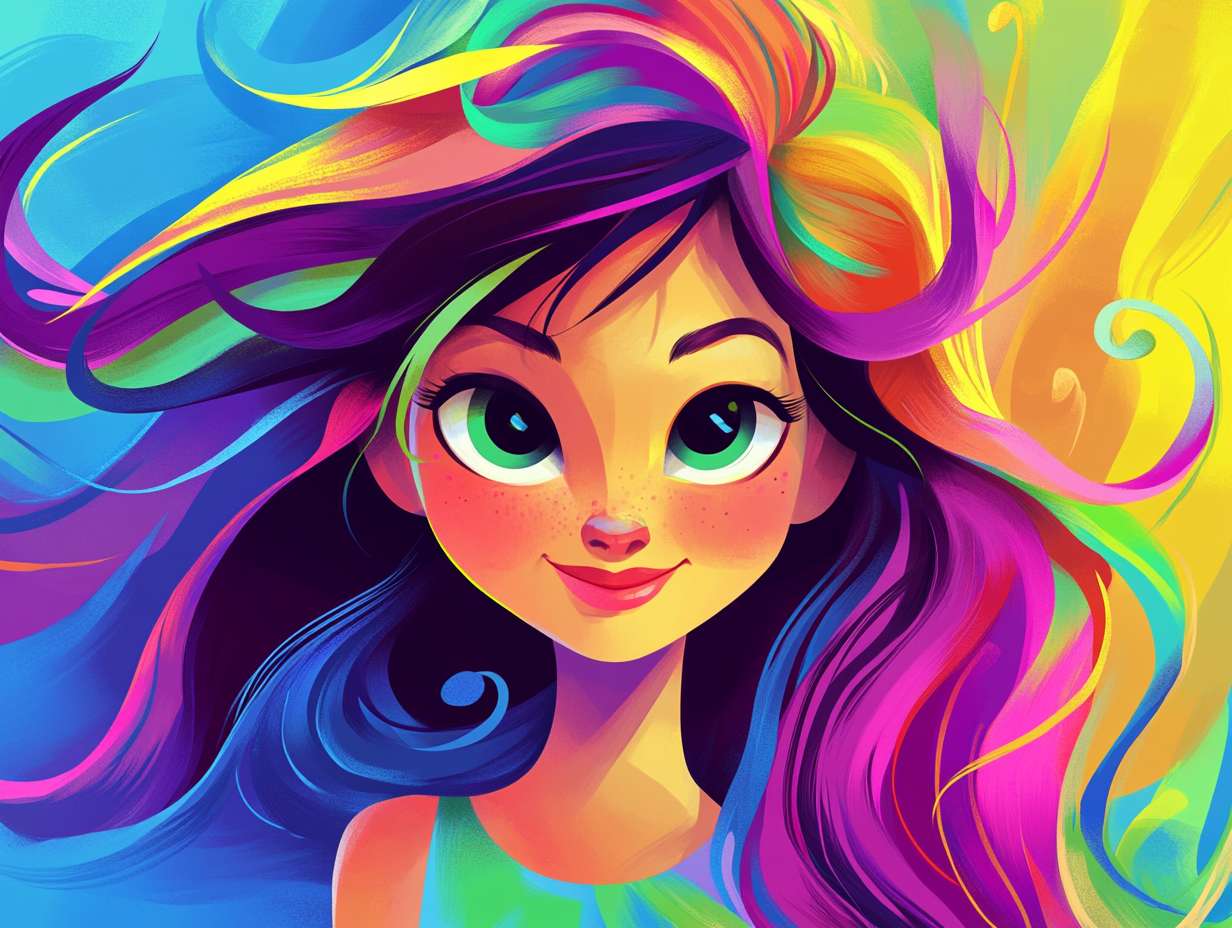 活力满满的少女，卡通插画 --ar 4:3 --v 6.1 --stylize 100 --fast