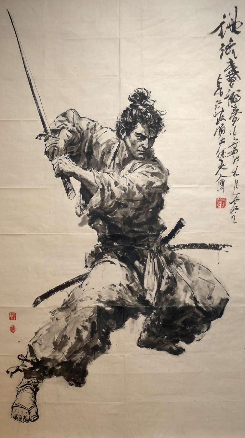 给我一张武馆，黑白水墨风，游戏背景，不需要文字 --ar 9:16 --v 7 --stylize 100 --fast --no 水印