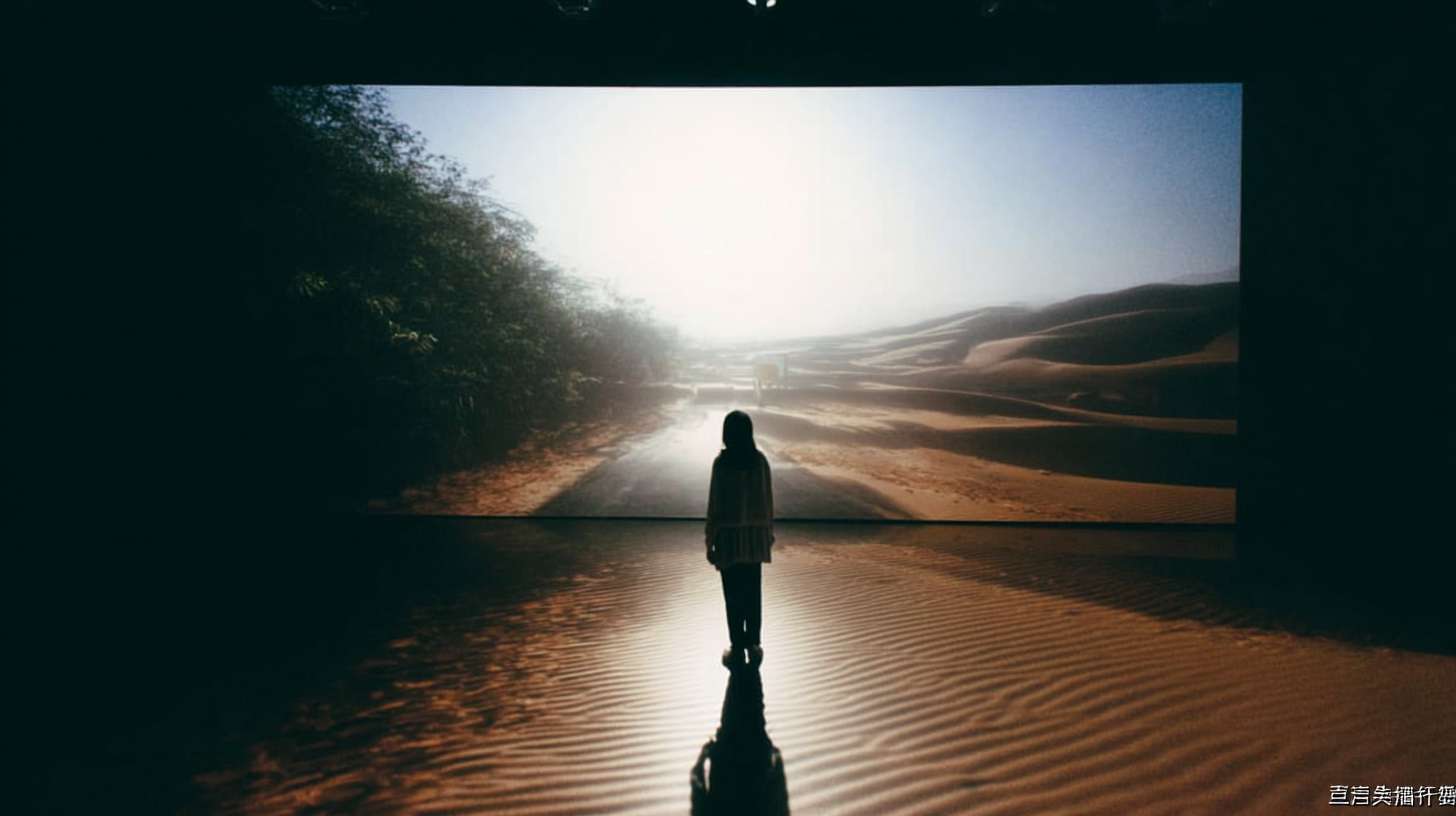 https://img-xpc-mj0.xpccdn.com/prod/upload/ba6e35cb-e159-489d-bd31-8ec7018d2fa0/BHFJIAJDEHHCE-W4qCTXWv3a.png~tplv-5yakomv5zn-auto-v1%3A1024%3A0%3Aq75.jpg 中间的小人不变，小人在看着屏幕，屏幕上整个场景全部变成黑色，是一条乡村小路，小路上只有一辆车在开着灯行驶，镜头是垂直向下拍摄 --ar 16:9 --v 7 --stylize 100 --fast --iw 1 --no 水印