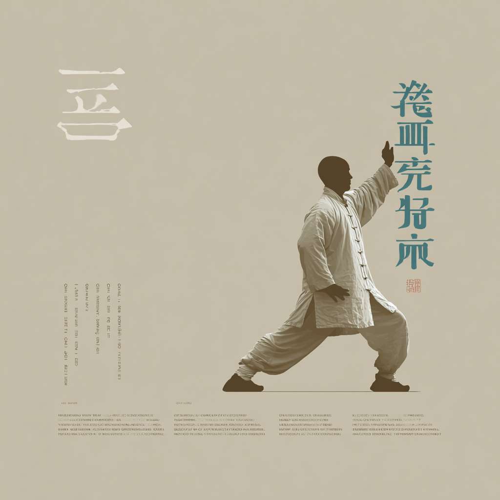 "Horizontal image, pure beige background, left side: white silhouette of a person doing Ba Duan Jin posture 'Holding the Sky', right side: vertical Chinese text '正念国学 · 养心之道' in dark cyan, small subtext below, minimalist Chinese style, 1200x600 pixels" --ar 1:1 --v 7 --stylize 100 --fast --no 水印