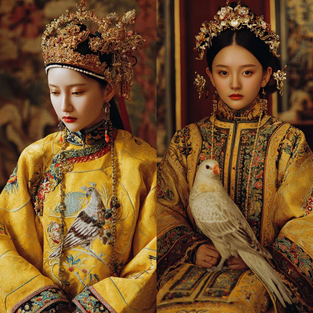 宫女皇宫异能 --ar 1:1 --v 7 --stylize 100 --fast --no 水印