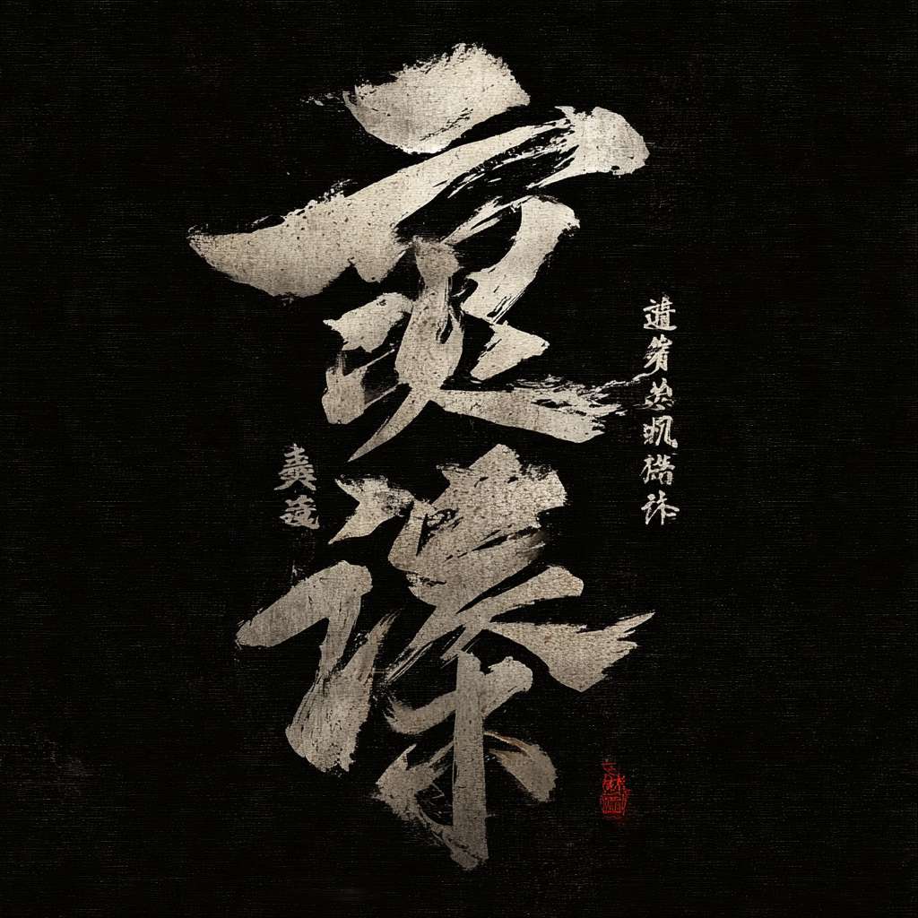 黑底白字，“香炉山国家森林公园”，毛笔书法字体，劲健有力，行书，笔意古朴，标题设计，富有张力 --ar 1:1 --v 7 --stylize 100 --fast --no 水印