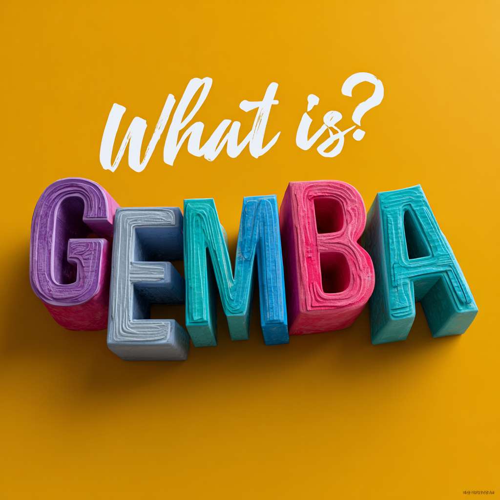 用 "What is GEMBA?"输出一张图，纯色背景，立体文字 --ar 1:1 --v 7 --stylize 100 --fast --no 水印
