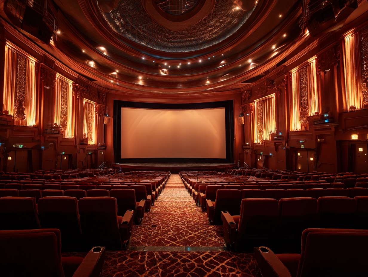 超大型电影院影厅，巨幕影厅高清效果 --ar 4:3 --v 7 --stylize 100 --fast --no 水印