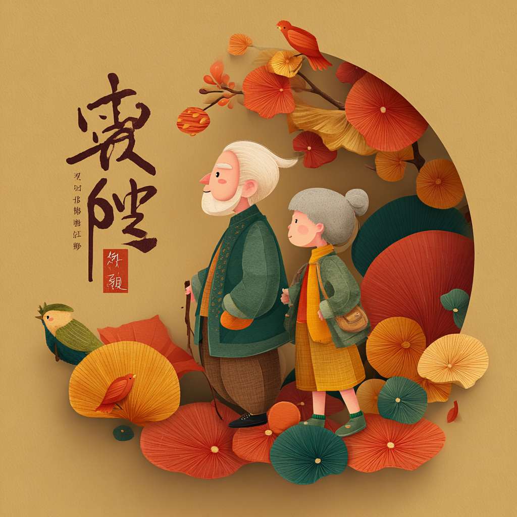 敬老节宣传海报 --ar 1:1 --v 7 --stylize 100 --fast --no 水印