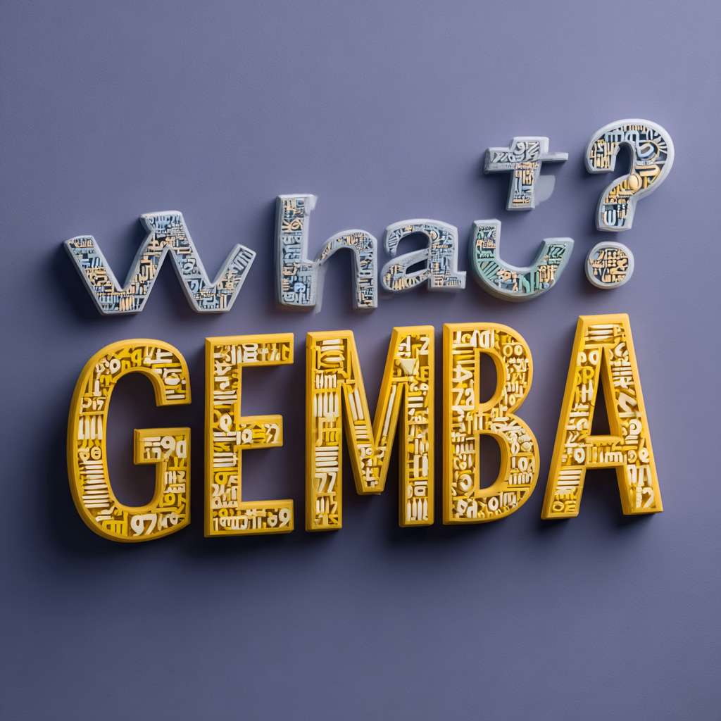 用 "What is GEMBA?"输出一张图，纯色背景，立体文字 --ar 1:1 --v 7 --stylize 100 --fast --no 水印
