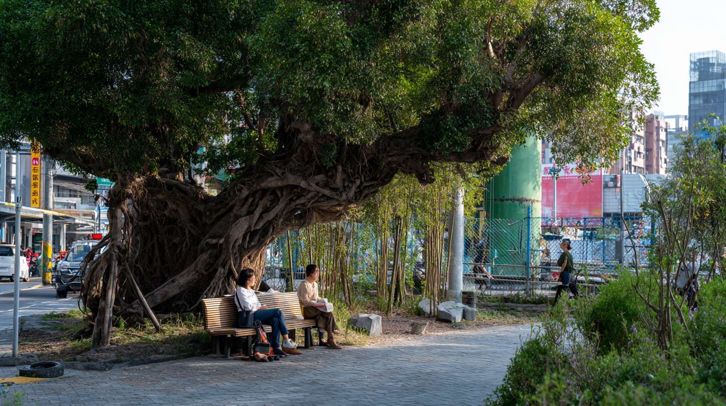 市民在树下休憩。 --ar 16:9 --v 7 --stylize 100 --fast --no 水印