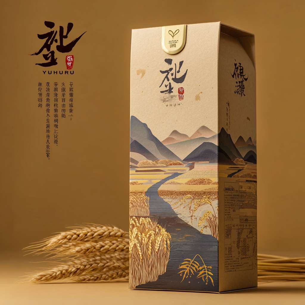 裕道府「黄金麦源」面粉包装效果图设计说明
主题:自然奢华 × 河套产地溯源
1. 整体风格
材质:哑光牛皮纸盒 + 局部烫金/浮雕工艺
形状:方正盒型(5kg手提式,顶部预留握把凹槽)
2. 正面视觉
上半部分:
透明开窗:椭圆形亚克力窗口,露出内部面粉实物(强调粉质细腻、无添加的乳白色)。
品牌标识:左上角烫金“裕道府”LOGO,字体采用书法体+现代衬线结合。
下半部分:
主视觉插画:手绘河套平原麦田,金色麦穗随风摇曳,远处阴山山脉轮廓+黄河水元素,色调为秋收黄+雾霾蓝(天空)。
产品名:居中大字“黄金麦源”,下方小字“内蒙古河套平原硬红麦·5kg”。
3. 侧面设计
左侧:
卖点图标:
🌾 北纬40°黄金产区
☁️ 低速研磨·零添加
🏆 蛋白质≥13.5%
右侧:
产地故事:简笔地图标出河套平原位置,配文案“黄河水滋养·一年一季麦”。
4. 顶部/底部细节
顶部:烫金麦穗图案环绕手提口。
底部:成分表、保质期、溯源二维码(扫码可看麦田实景)。
5. 配色与字体
配色:
主色:浅驼色(牛皮纸本色)+ 香槟金
辅助色:深褐(文字)、乳白(面粉色透出)
字体:
标题:衬线体(如思源宋体加粗)
正文:无衬线体(如HarmonyOS Sans) --ar 1:1 --v 7 --stylize 100 --fast --no 水印