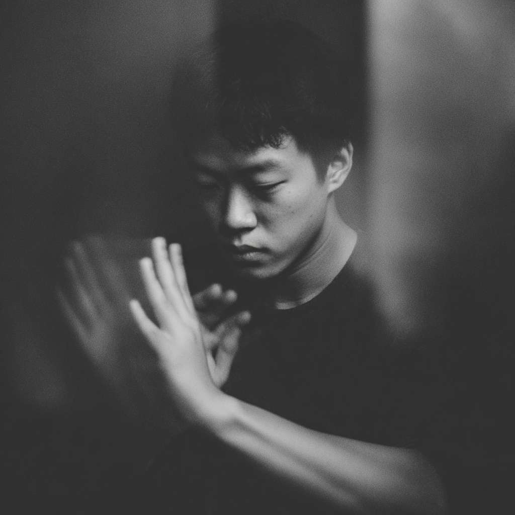 A motion picture of an Asian person slapping their cubital fossa --ar 1:1 --v 7 --stylize 100 --fast