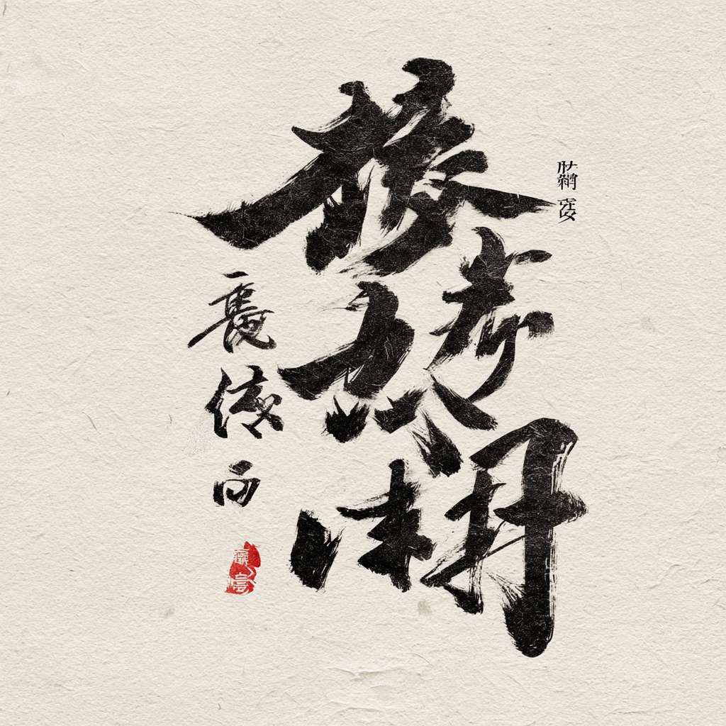 黑底白字，“香炉山国家森林公园”，毛笔书法字体，劲健有力，行书，笔意古朴，标题设计，富有张力 --ar 1:1 --v 7 --stylize 100 --fast --no 水印