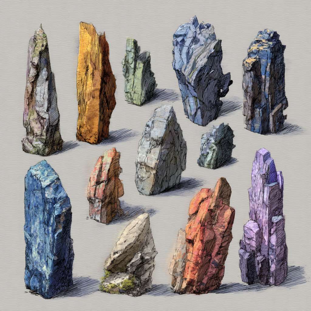 生成手绘风石头，要求自然生成的石头，很小，不是很高，有颜色，没有背景，是很普通的石头，手绘风 --ar 1:1 --v 7 --stylize 100 --fast --no 水印